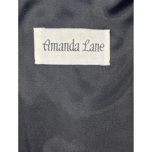 Amanda Lane Vtg Black Button Down Tailcoat Style Blouse w Silk Trim - Picture 3 of 5